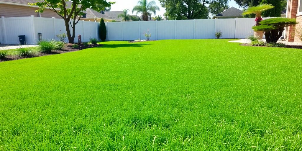 Fresh sod is being laid on a sunny lawn 