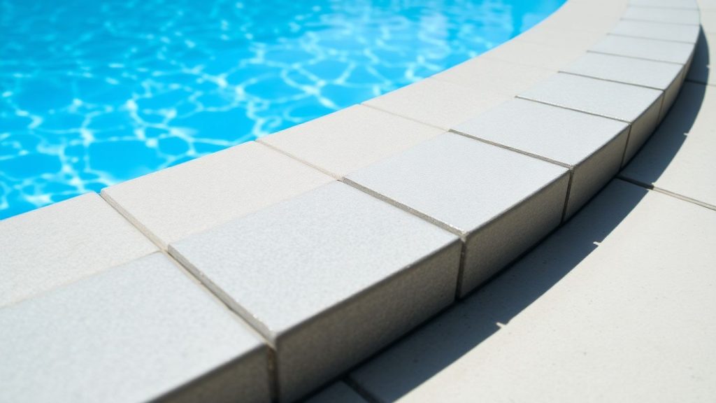 Modern interlock pool coping edge detail.