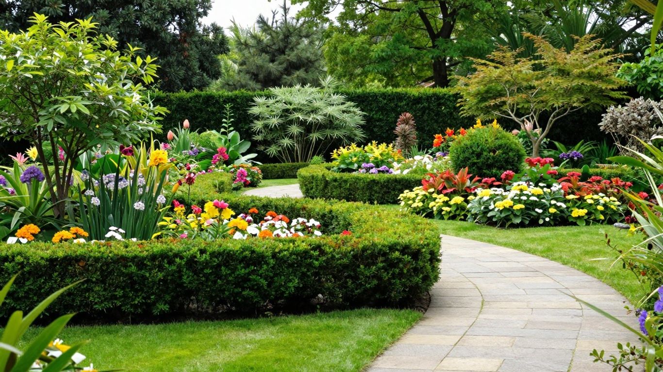 Well-planned outdoor landscape design concept.
