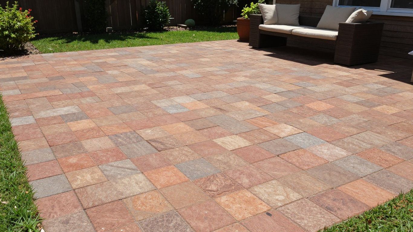 Interlocking backyard stones arranged in a practical and decorative design for patios. Interlocking backyard stones arranged in a practical and decorative design for patios.