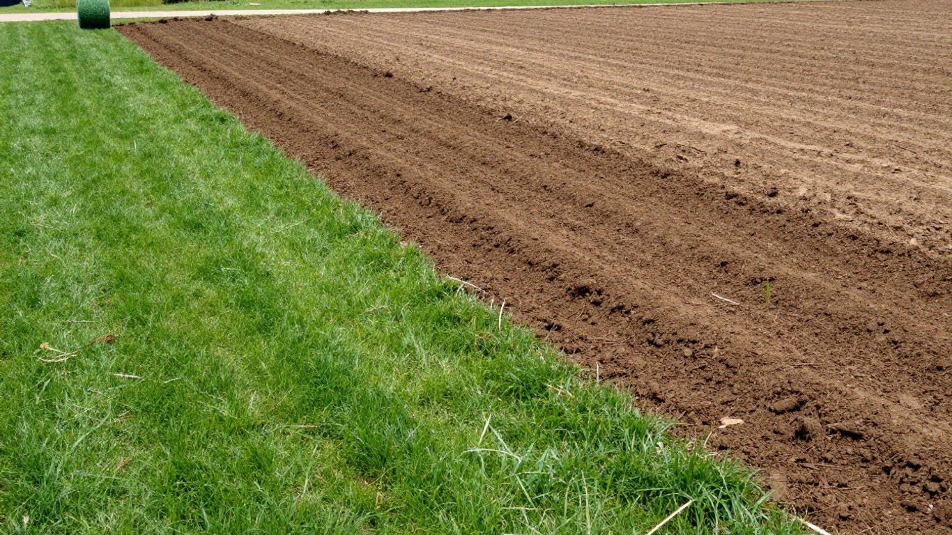 Preparing clay soil with compost and aeration before installing lawn seed or sod