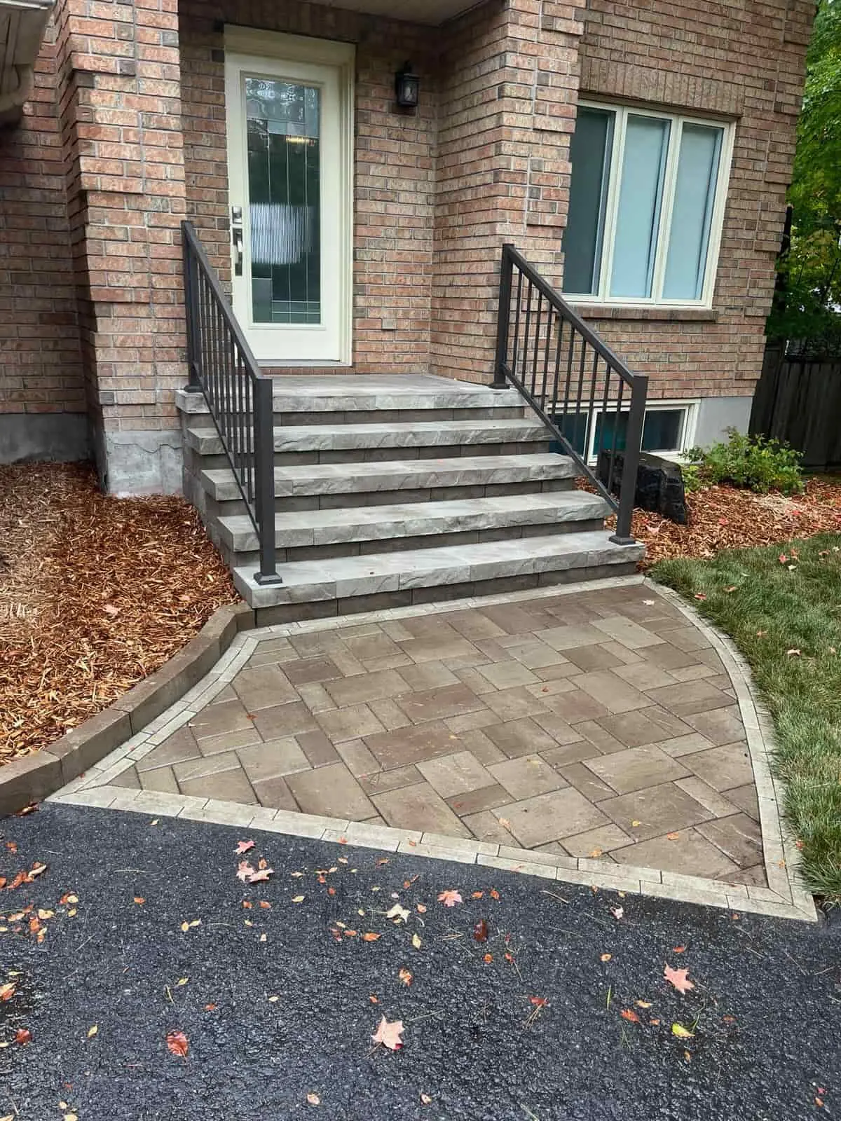 installed residential front entrance with hardscaping elements ottawa