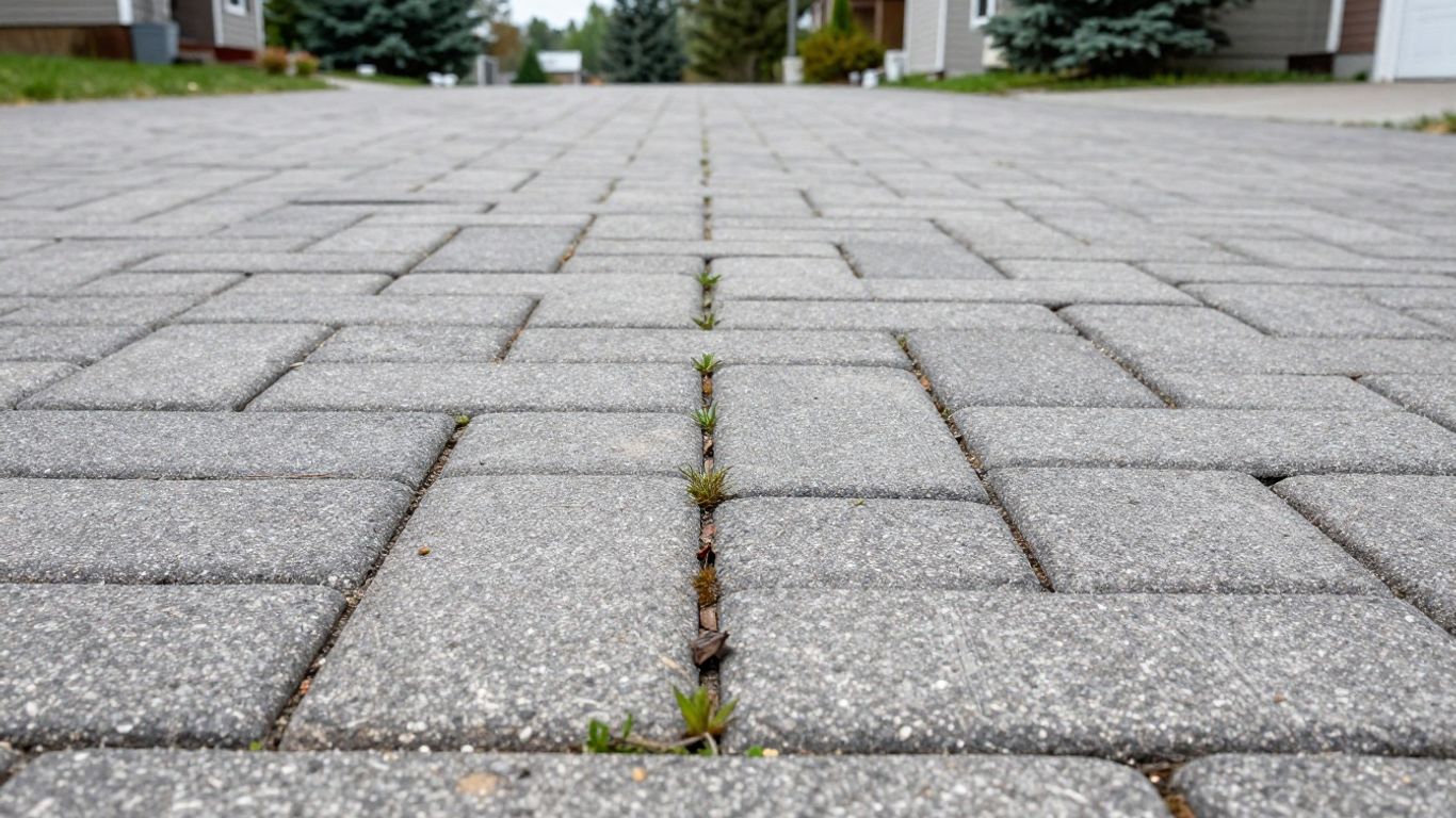 Shifted interlocking pavers caused by freeze-thaw cycle in Canada