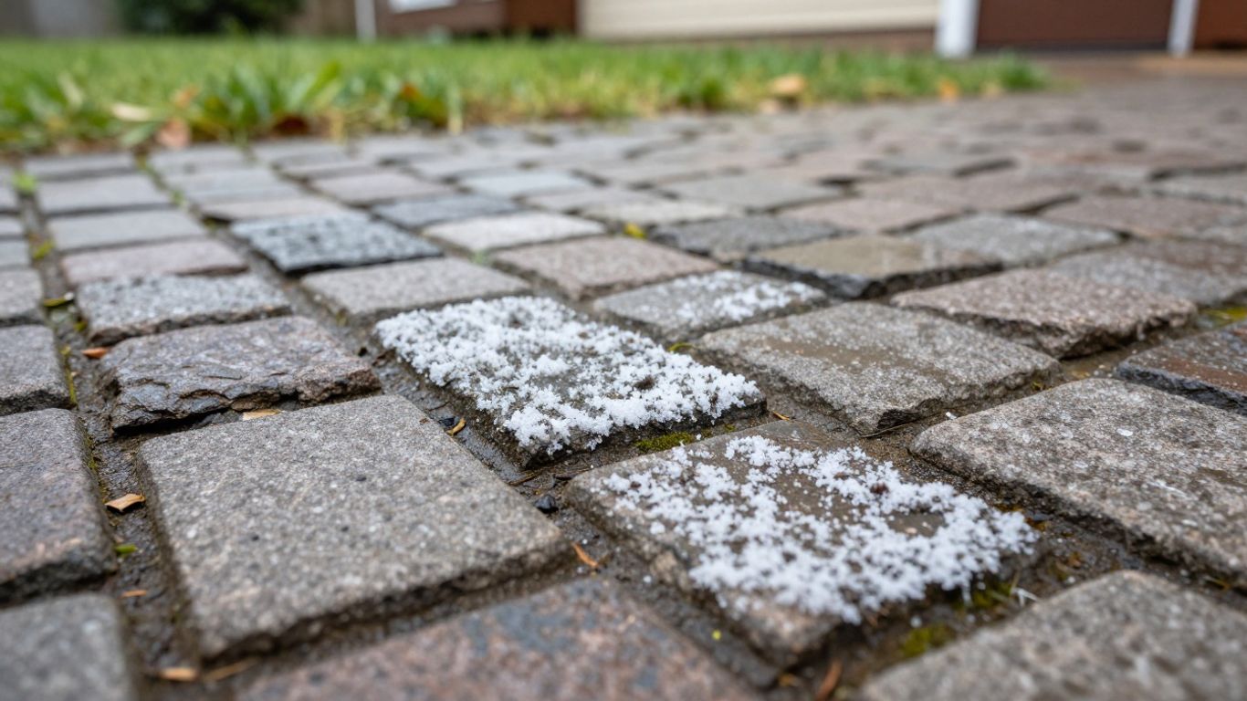 Interlocking Paving Stones Maintenance Ottawa Interlocking paving stones on an Ottawa driveway after winter