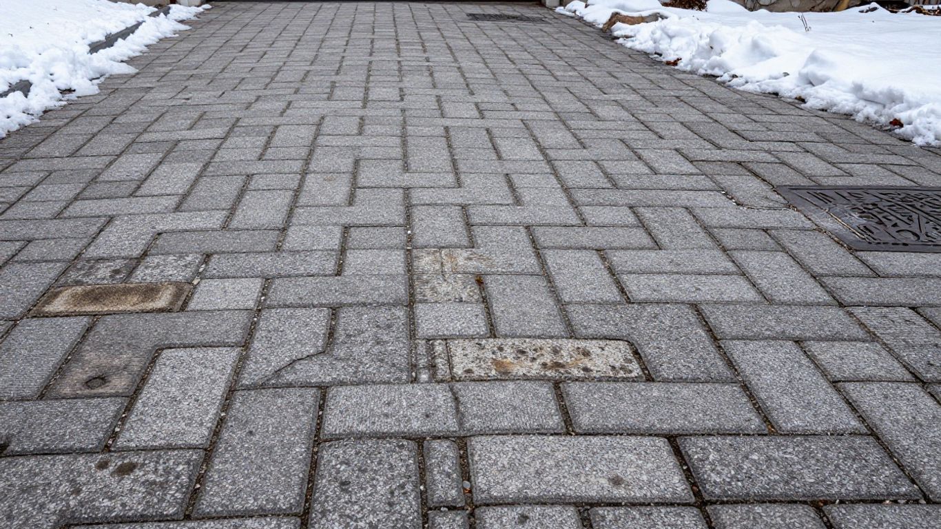 Safe snow removal on interlocking pavers using plastic shovel