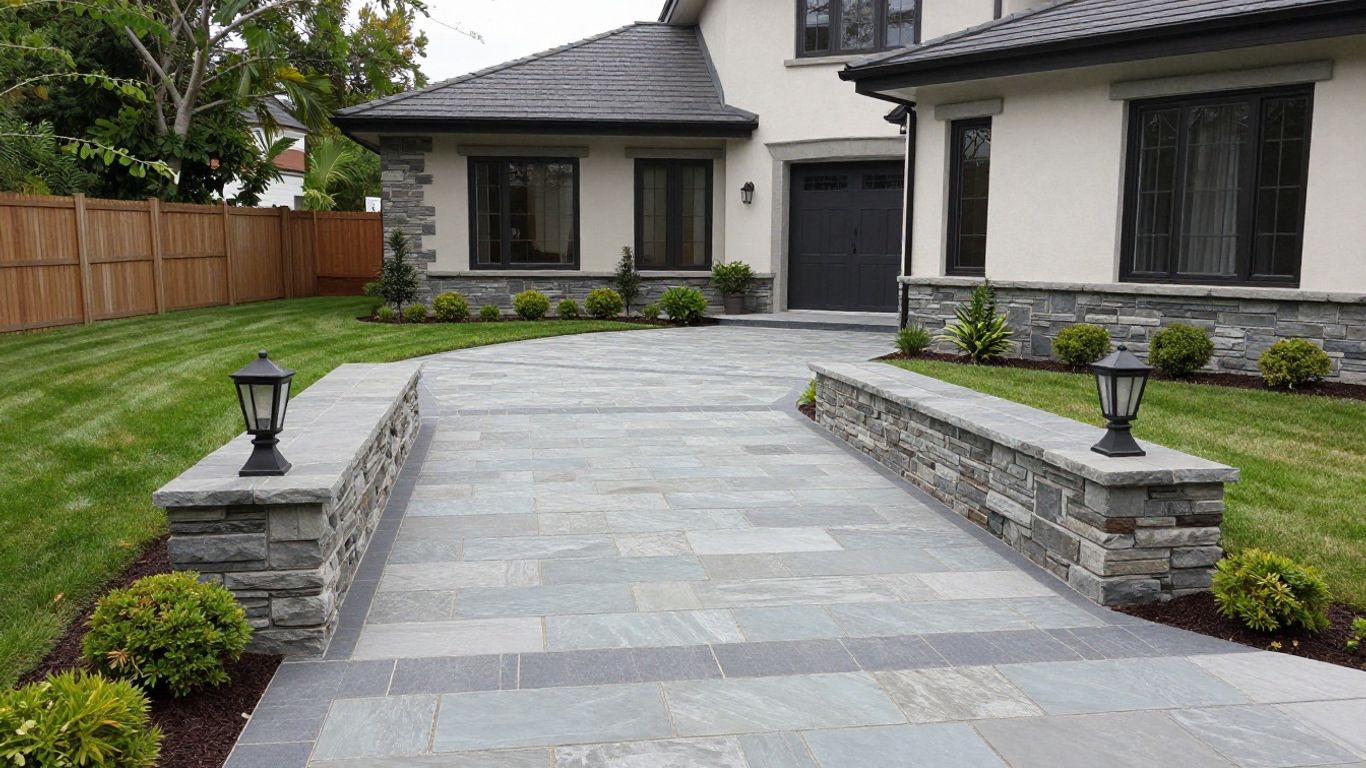 Interlock driveway installation in Ottawa showing compacted granular base and paver layout